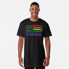 Get my art printed on awesome products. Support me at Redbubble #RBandME: https://www.redbubble.com/i/t-shirt/LGBTQ-Pride-Flag-USA-by-WhatToGift/145896743.TIXCQ?asc=u Best Mens T Shirts, Bisexual Pride Flag, Ripped Men, Shirts Trendy