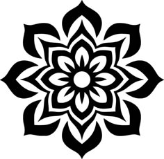 a black and white flower design on a white background