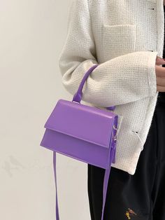 BirdinBag - Compact Flap Satchel: Elegant and Practical Handbag Purple Rectangular Bags With Adjustable Handle, Purple Top Handle Box Bag For Daily Use, Trendy Purple Bag With Detachable Handle, Purple Shoulder Box Bag With Detachable Handle, Trendy Purple Bags With Detachable Handle, Purple Top Handle Shoulder Bag For Daily Use, Purple Shoulder Bag With Top Handle, Trendy Purple Rectangular Box Bag, Purple Rectangular Bag With Top Carry Handle