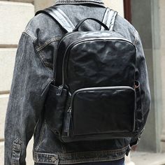 Whether you're on your way to the office, participating in business meetings, or setting off for a weekend getaway, this leather backpack serves as the ideal companion for the modern man on the move. Its versatile design seamlessly transitions between professional settings and casual outings, ensuring that you make a stylish statement wherever you go. The leather construction not only adds a touch of sophistication but also guarantees durability for your on-the-go lifestyle. Equipped with ample storage space, it accommodates your work essentials during weekdays and seamlessly transitions to a reliable travel companion for your weekend escapades. The thoughtfully crafted details and modern aesthetic make it a go-to accessory, effortlessly blending functionality with a refined sense of style Classic Leather Backpack For Business With Large Capacity, Casual Leather Backpack For Business, Versatile Leather Backpack With Luggage Sleeve, Business Leather Backpack In Soft Leather, Leather Laptop Bag For Business Trips, Business Leather Backpack With Soft Leather, Casual Business Backpack In Soft Leather, Leather Laptop Bag Backpack For Business Trips, Leather Laptop Backpack For Business Trips