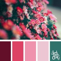 pink and green color scheme with flowers