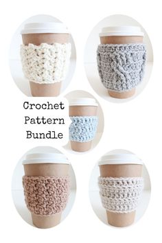 crochet coffee cup cozyie pattern bundle