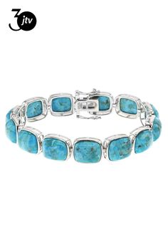 12x10mm Rectangular Cushion Cabochon Composite Turquoise Rhodium Over Silver Bracelet. Measures approximately .45 "W. Hidden box clasp with double safety. This Product Contains Composite Turquoise. This Means Separate Pieces Of Turquoise Were Bound Together. ���Stainless Steel Tongue��� Rectangular Cushion, Box Clasp, Blue Turquoise, Turquoise Blue, Silver Bracelet, Turquoise, Stainless Steel, Bracelet, Sterling Silver