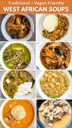 Photo with 8 different west African soups displayed. African Soups, Soup Stew Recipes, Soup Recipes Chicken, Vegan African Recipes, Potato Soup Recipes, Soup Recipes Healthy, African Stew, African Recipes Nigerian Food, Soup Ideas