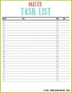 a printable task list with the words master