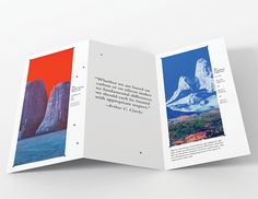 an open book with two pictures on the front and back cover is shown in red, white, and blue