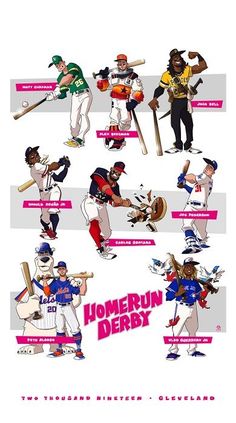 a poster with different baseball players on it's sides and the names of their respective teams