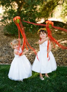 flower girl ideas | Photo Source: Fancy Pants Flower Girl Ideas Instead Of Petals, White And Burnt Orange Flower Girl Dress, Flower Girl Wands Wedding Diy, Flower Girl Bubble Wand, Country Wedding Flower Girl, Flower Wand Flower Girl, Ribbon Wands