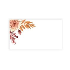 an empty card with watercolor flowers and pine cones on the front, along with a white background