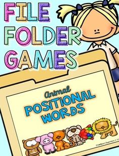 an animal positional words file folder game