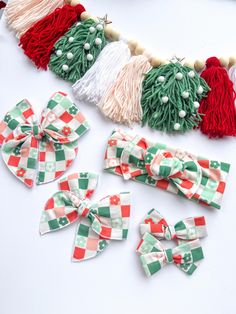 * Checkered Christmas Blooms Headwraps, Big Bows & Brynn Style Bows  All bows are handmade and may vary slightly in size. No two bows are the exact same and this adds to the unique quality of my items 🎀 * Headwrap is one size - newborn-toddler - can be retied to make smaller or bigger * Knot Bows are about 3 inches - only available in a pair of 2 clips for pigtails   -- use drop down box to choose  * Brynn Style Bows only available on clip * Big Bows - clip or nylon headband  🐝 * FOLLOW ON INSTAGRAM * 🐝 for BTS, new drops, sneak peeks & giveaways  I would love to see all your littles wearing my bows & headwraps 🥰 @kokobee_bows Handmade with love by a mama who loves bows!  - Walnut, CA ❤️ *Shipping Info: These bows are made to order so please allow 1-3 days to make your order. Once we s Bows Christmas, Pigtail Bows, Holiday Baby, Ho Ho Ho, Nylon Headbands, Big Bows, Bow Clips, Hair Accessories Headbands, Baby Headbands