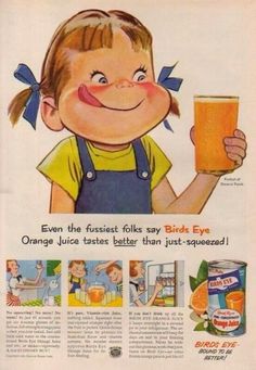 Iklan Vintage, Vintage Food Posters, Retro Advertising, Old Ads, Retro Illustration, Vintage Cartoon, Vintage Recipes, Birds Eye