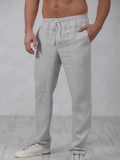 Selling Points 1. Fabric: Linen / Cotton Blend 2. Fly Type: Elasticity Drawstring Specifications Gender: Men's, Pants Type: Beach Pants, Trousers, Summer Pants, Linen Pants, Style: Streetwear, Basic, Stylish, Occasion: Outdoor, Casual, Daily, Fabric: Linen / Cotton Blend, Design: Straight Leg, Elastic Waist, Drawstring, Waistline: Mid Waist, Pattern: Plain, Season: Spring & Fall, Function: Comfort, Fit Type: Regular Fit, Fly Type: Elasticity, Drawstring, Photos Size Chart Inches Centimeters Size Fit US Size Fit UK Size Fit EU Size Waist Length Hips S 28 28 38 71 101 109 M 30 30 40 76 102 115 L 32 32 42 81 103 121 XL 34 34 44 86 104 127 XXL 36 36 46 93 105 135 3XL 38 38 48 100 106 143 Linen Pants Style, Basic Streetwear, Pants Tailored, Streetwear Chic, Trendy Pants, Graduation Outfits, Linen Men