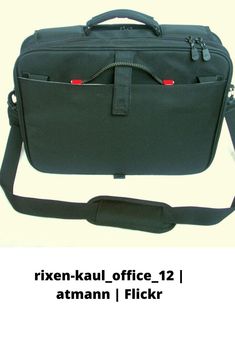 an image of a black briefcase with red buttons on the front and bottom part that says, rxen - paul office 12 1 / batman flickr