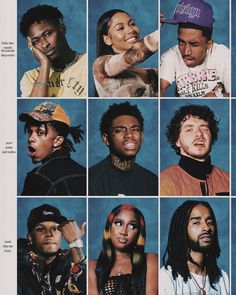 a magazine cover with many different pictures of people wearing hats and dreadlocks on their heads