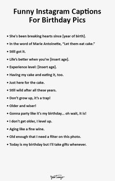 a funny birthday card with the words funny instagram captions for birthday pics