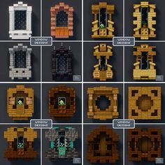 the different types of windows and doors in minecraft, with instructions to make them look like they are made out of bricks