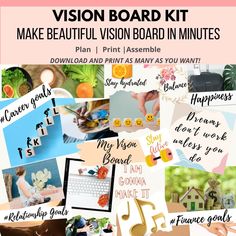 5 Steps to Make a Vision Board Journal for Manifestation - For Busy Bee's Make Vision Board, Vision Board Stickers, Bullet Journal Vision Board, Beautiful Vision Boards, Online Vision Board, Vision Board Words, Work Vision Board, 2023 Vision Board