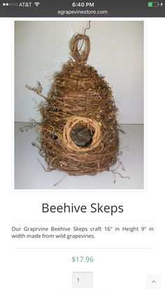 a bird nest made out of twigs with the words beehive keeps on tight