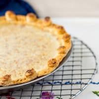 a pie sitting on top of a cooling rack