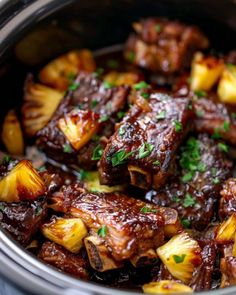 the food in the slow cooker is cooked and ready to be eaten for consumption