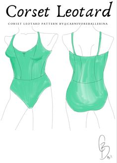 Elegant corset Ballet leotard pattern Made as a size EU M - USA S but can be easily adjusted to your proportions Along with the order message for a free ebook on how to use the pattern and catalogue Summer Fitted Leotard With Boning, Fitted Green Bodysuit With Built-in Bra, Fitted Sleeveless Green Leotard, Fitted Sleeveless Sewing Pattern, C Costume Ideas, Ballet Leotard Pattern, Dancewear Patterns, Leotard Pattern, Elegant Corset