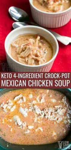 two bowls of mexican chicken soup with text overlay