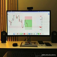 a computer monitor sitting on top of a desk next to a keyboard and mouse in front of a monitor