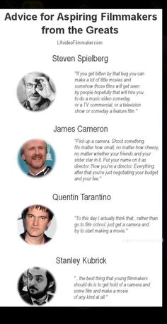 an advertisement for the movie, advice for aspiring filmmakers from the greats