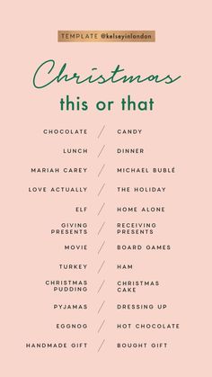 the christmas list is shown with green lettering on pink paper and gold trimmings