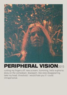 an advertisement for peripheral vision, featuring a woman's face and long hair in the background