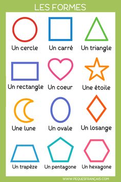 the french language poster with different shapes and sizes for children's playrooms