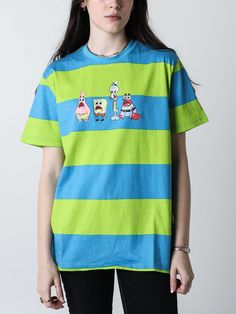 Spongebob T Shirt, Spongebob Sweatshirt, Spongebob Merch, Spongebob Shorts To Buy, Spongebob Tshirt, Sleeve Packaging, Spongebob Squarepants, Striped Tee, Iconic Characters