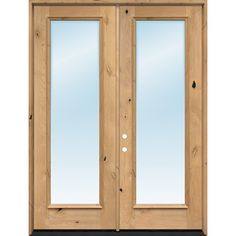 Exterior 8'0" 1-Lite Low-E Knotty Alder Wood Door French Unit - Door Clearance Center Glass Doors Patio, Cheap French Doors, French Doors Exterior, Alder Doors, French Exterior, Knotty Alder Doors, Wood Exterior Door, French Double Doors, Cheap Patio