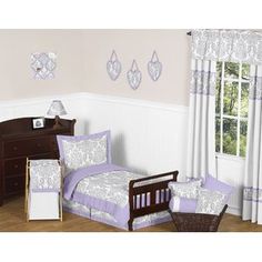 Elizabeth Toddler Bedding Set will help you create an incredible room for your child. This stylish designer bedding set uses a gorgeous Sweet Jojo Designs damask print. This collection uses the stylish co #bedding #set #stylish Toddler Bed Boy, Damask Bedding, Toddler Comforter, Toddler Sheets, Big Kid Bed, Toddler Bedding, Toddler Bed Set, Sweet Jojo Designs, Designer Bedding Sets