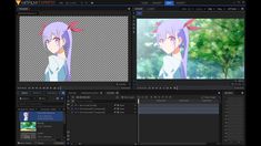 an animated anime scene is shown on the computer screen, and it appears to be being edited