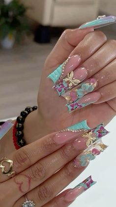 Senior Acrylic Nails, Extra Nails Designs, Freestyle Acrylic Nails, Flared Nails, Out Of Pocket, Spring Nail Designs