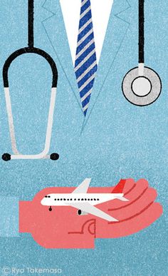 a doctor's stethoscope is being held by a hand with a plane on it