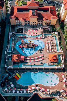 an aerial view of the pool and water park at disney's all - star resort