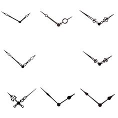 several different types of scissors are shown in black and white, each with an arrow