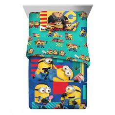 Bring fun to bedtime with the Minions Bed in a Bag! This playful bedding set features the mischievous Minions in vibrant, eye-catching designs that will delight any fan. Made from soft, high-quality microfiber, it includes a comforter, fitted sheet, flat sheet, and pillowcase, ensuring comfort and easy maintenance. Perfect for adding a splash of Minion magic to any room, this set combines cozy functionality with a dose of playful charm, making bedtime adventures more enjoyable. Color: Multicolor Minion Bedroom, Kids Full Bed, Queen Mattress Topper, Girl Minion, Kids Twin Bed, Black Comforter, Toddler Sheets, The Minions