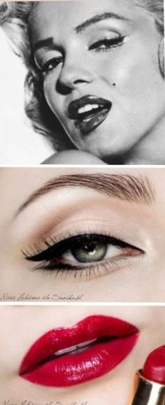 Makeup Looks 50s, 50s Makeup Aesthetic, Hollywood Inspired Makeup, Marylin Monroe Eye Makeup, Marylin Makeup, Decade Makeup Looks, 50s Eye Makeup, Merlin Monroe Make Up, 50s Inspired Makeup