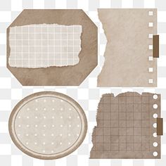 various pieces of paper with holes in the middle, including one piece of paper and two pieces