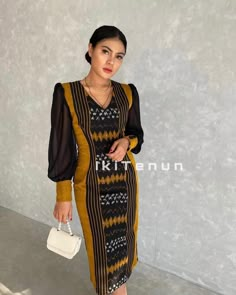 Tenun Ikat Dress, Dress Tenun Ntt, Batik Modern Fashion Style, Dress Batik Modern, Tenun Dress, Model Dress Batik, Mode Batik, Batik Dress Modern, Marigold Dress