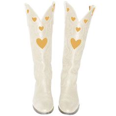 Mid-Calf Boots with Embroidered Hearts Boho Chic Boots, Knee High Cowboy Boots, Bota Country, Rough Heels, Boho Boots, Estilo Country, Western Women, Womens Chunky Heels, Western Boots Women