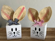 two small boxes with bunny ears on them