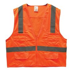 TruForce Class 2 Surveyor's Safety Vest, Orange, 4X-Large ( 16 Pack) Mens Motorcycle Jackets, Motorcycle Leather Vest, Running Safety, Armor Vest, Reflective Vest, Motorcycle Vest, Safety Vest, Safety Clothing, Leather Vest