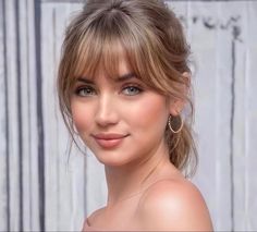 Hairstyles for Special Occasions: Dress Up in Style Wedding Hairstyles Fringe, Cheek Bone Bangs, Bangs Across Forehead, Bangs Large Forehead, Fringe Curtain Bangs Curly Hair, Elegant Bangs Hairstyle, Cute Shoulder Length Hairstyles With Bangs, Fringe Hairstyles Oval Face, Wedding Hair Styles With Bangs