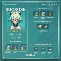 an anime character's profile screen with the name sucrose in front of it