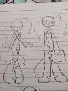 a drawing of two people standing next to each other